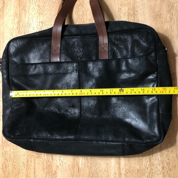 Bugatti Grinta Brief Bag Medium Black Distressed Leather or Laptop Bag - Picture 12 of 12